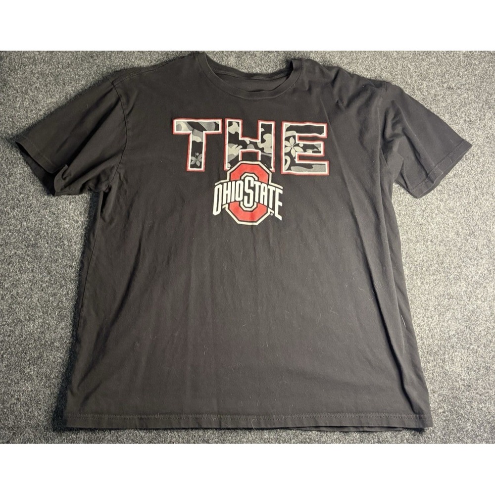 Ohio State Buckeyes Mens XL Black T-Shirt Floral Camo THE Block O Logo Tee